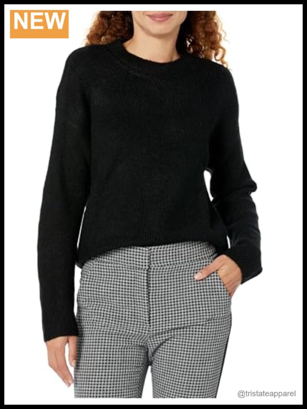 Ribbed Crew Neck Pullover Sweater Relaxed Fit Cozy Everyday Wear